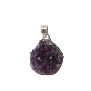 Designer Womens 925 Silver Raw Amethyst Crystal Pendant 1.8" 22.4g